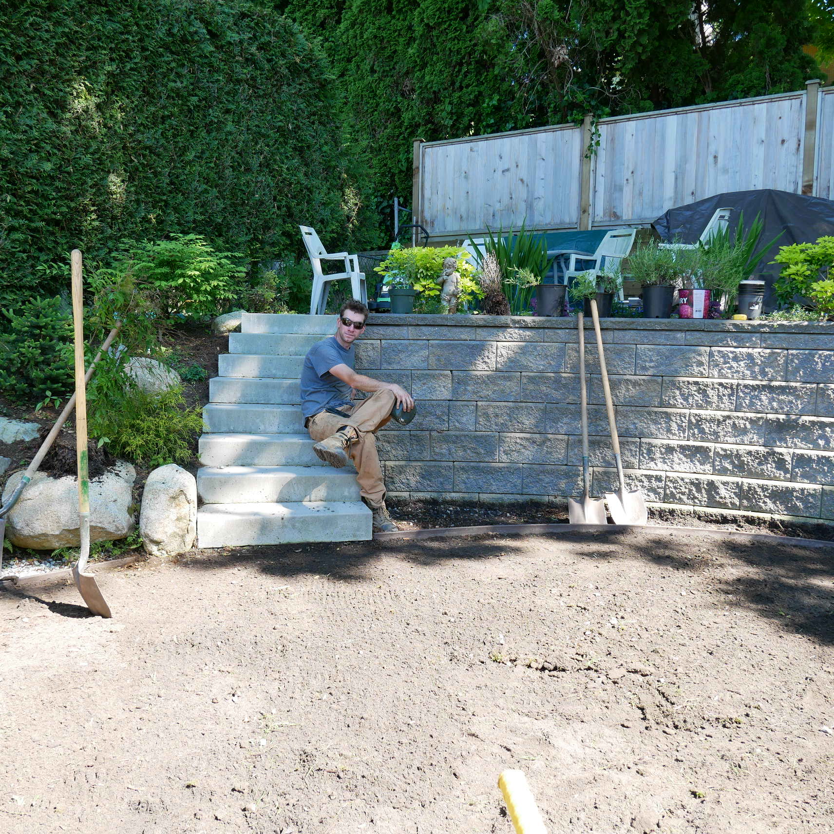 Kyle with retaining wall